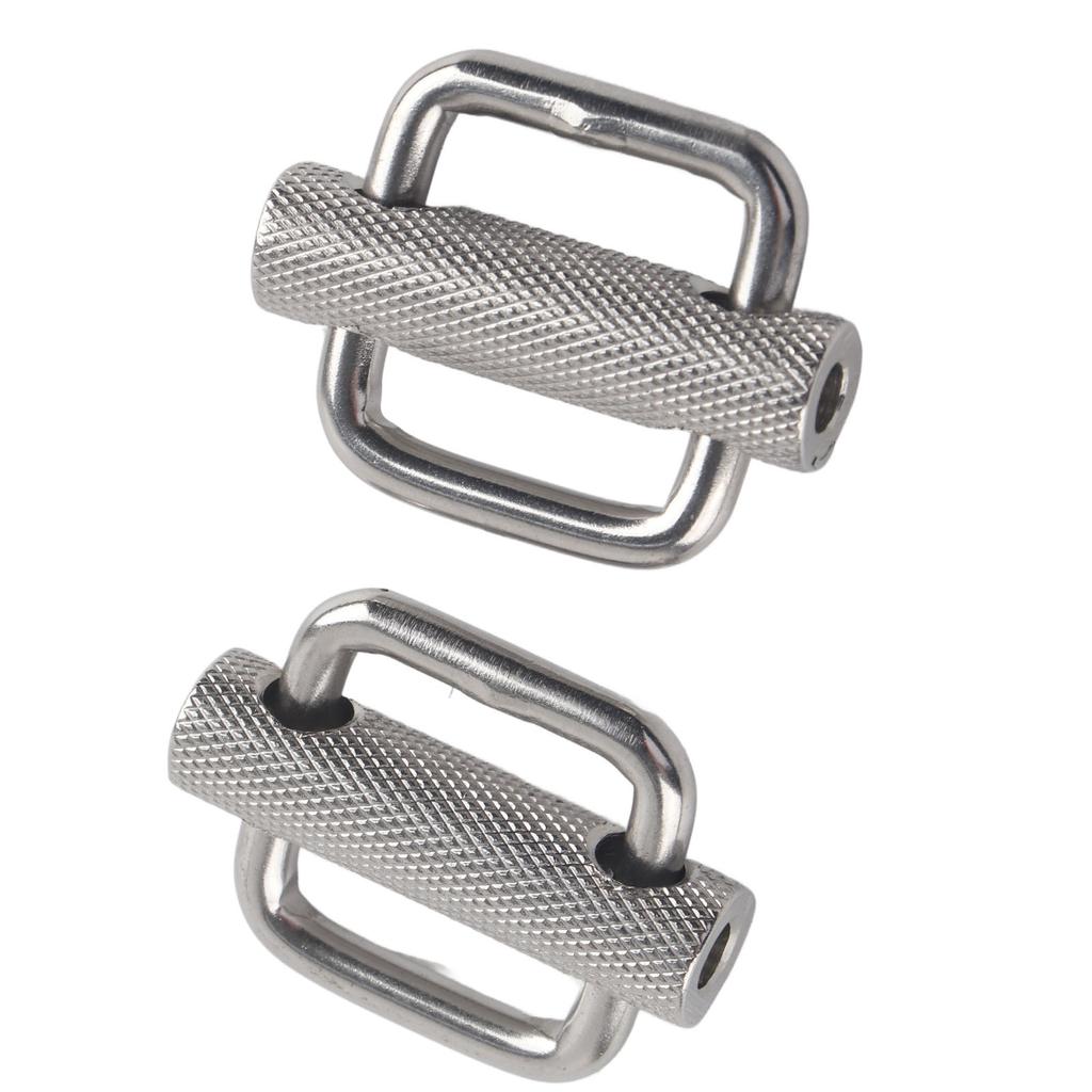 2Pcs Slide Buckle 316 Stainless Steel Rectangle Adjustable Knurled Roller Belt Buckles