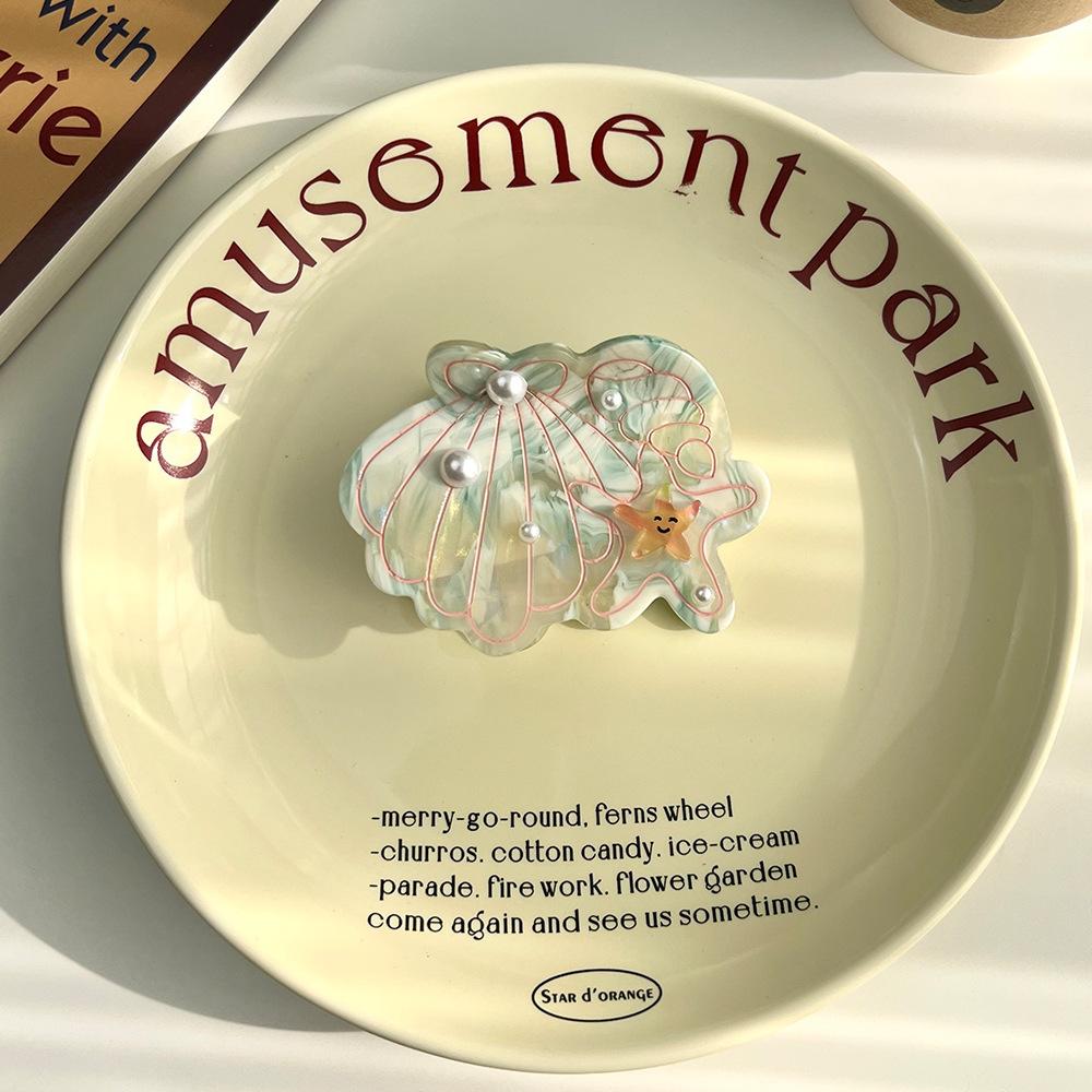 1pc Ocean Series Shell Starfish Acetate Hair Clip Conch Pearl Shark Clip Advanced Fashion Hairpin Tail Hair Accessories