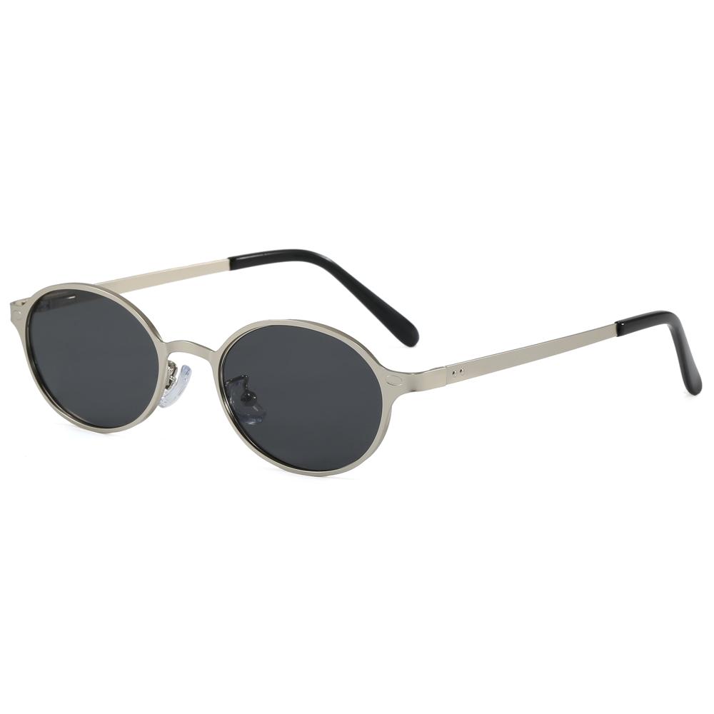 Superhot Eyewear 78800 Fashion 2026 Retro Small Round Metal Sunglasses for Men and Women C1. Silver Frame Gray Lens