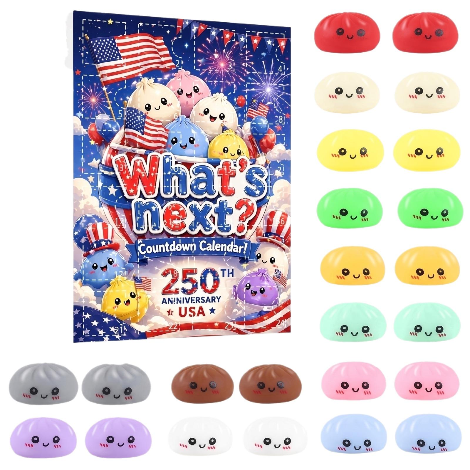 

What’s Next Countdown Calendar Blind Box 24 Pieces Collectible Soft Squishy Toys with Various Expressions and Shapes for Stress Relief and Fun One Size
