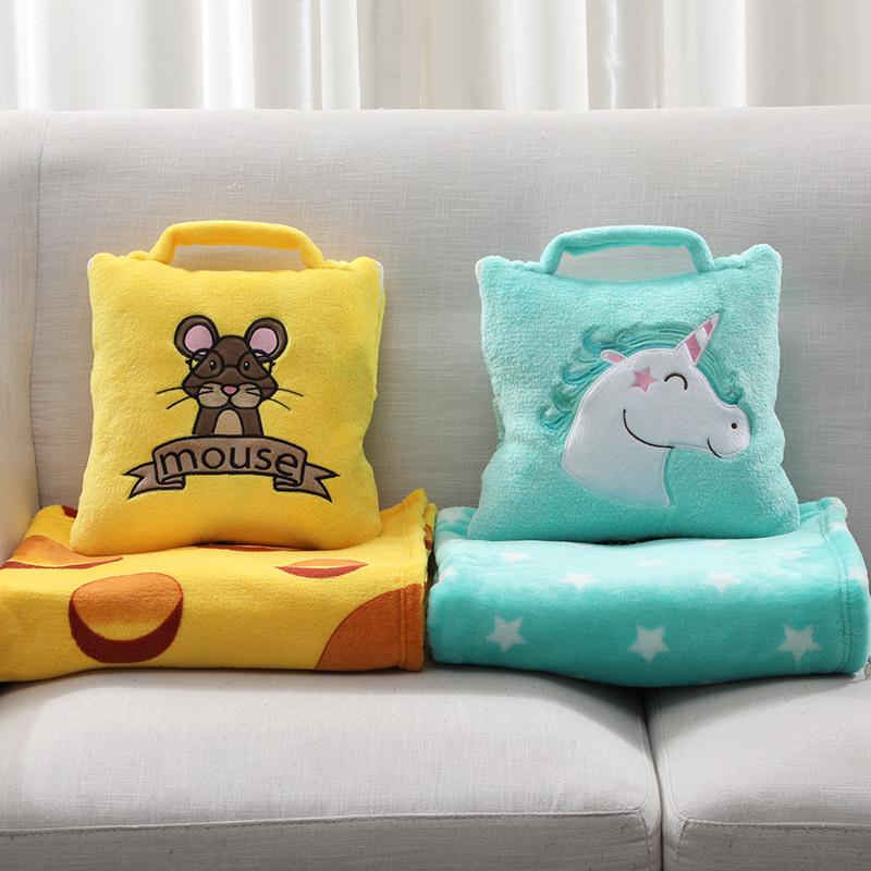 Customized Cartoon Pillow-Blanket: Portable for Car, Crib, or Dormitory Use