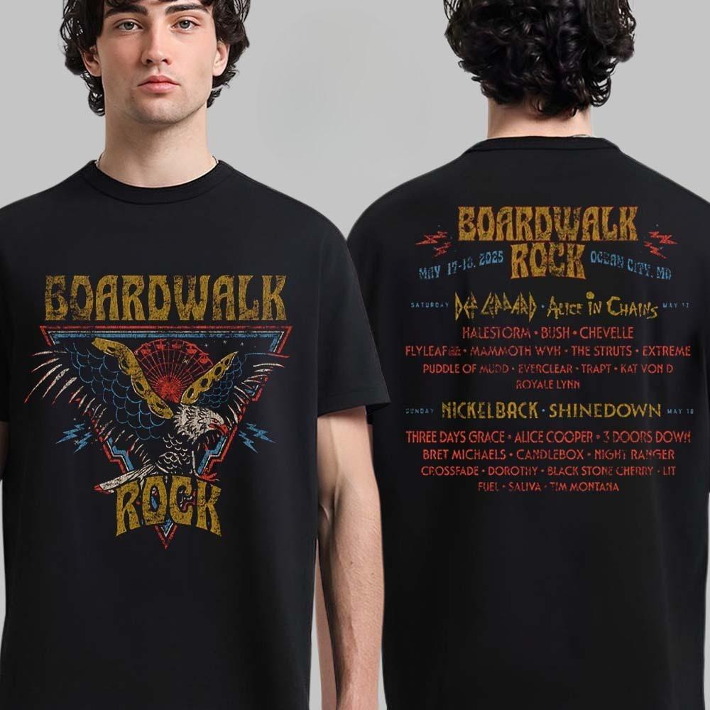 New Boardwalk Rock 2025 Linup in Ocean City Maryland on May 17 18 2025 Two Sided Essentials T-Shirt
