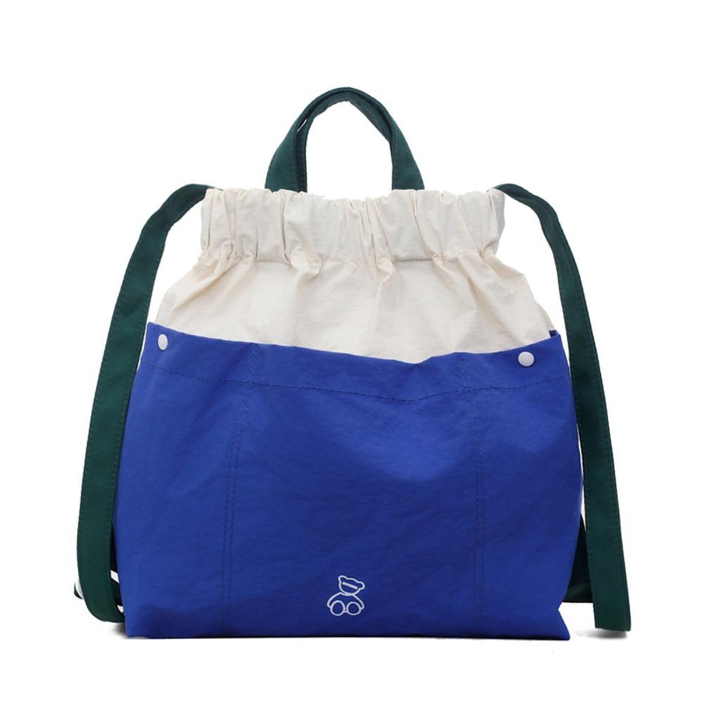 Korean Style Nylon Backpack Contrasting Women Handbag Fashion Canvas Shoulder Bag Travel синий