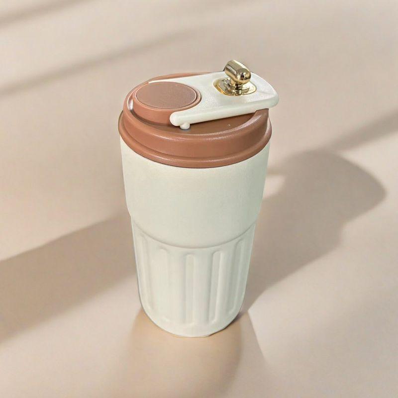

New Coffee Cup 316 Stainless Steel Thermos Cup for Men and Women, High-Looking, Smart Temperature-Measuring, Large-Capacity Thermos Cup White Coffee-Non-Temperature Display 410ml