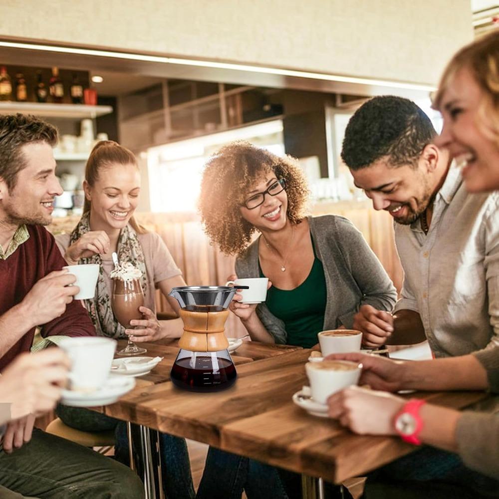 27 Oz Coffee Maker with Stainless Steel Drip Filter, Hand Pour Over Coffee Maker, Coffee Maker, Lead-free Borosilicate Glass Pot