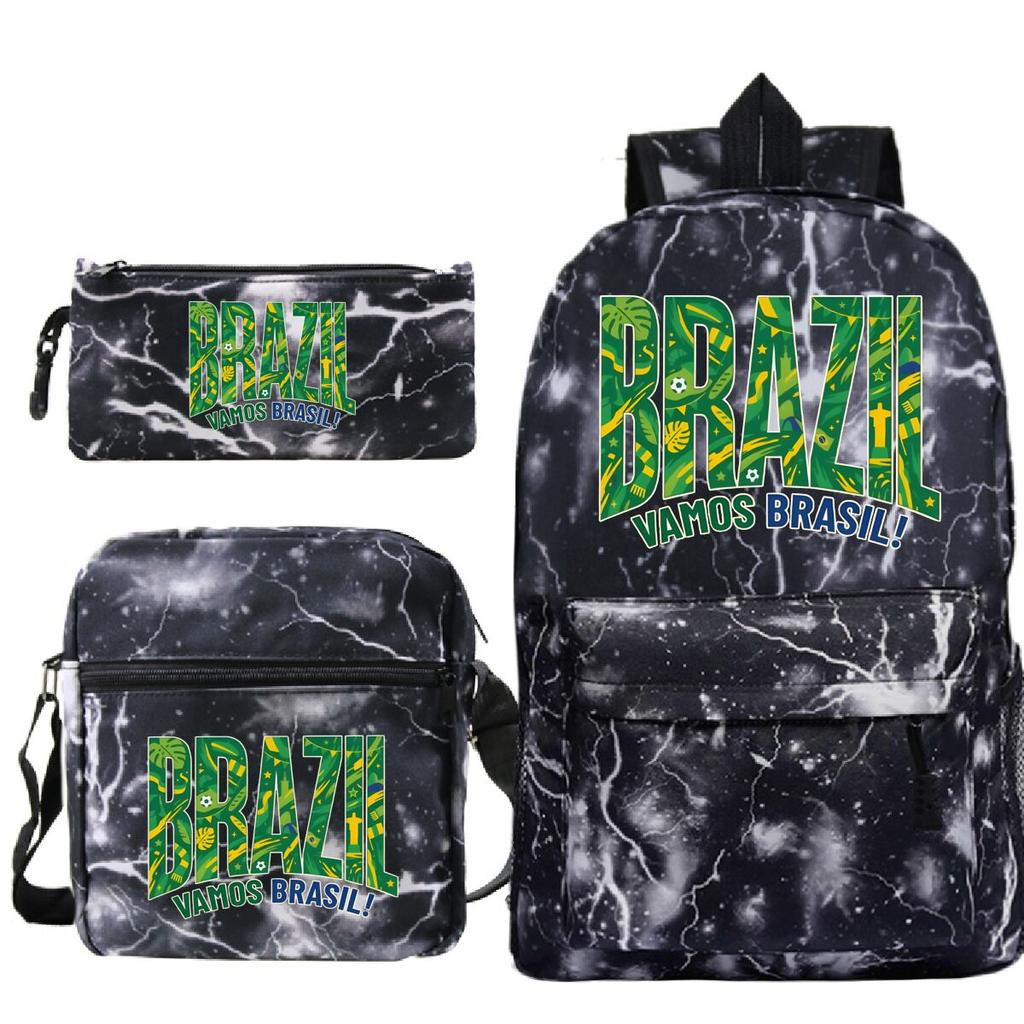 """Brasilien Vamos Brasilien" Mode Rucksack Anzug Student Lässig Fußballliebhaber Geschenk Damen Herren Lustige Umhängetasche Federmäppchen Rucksack Set"""