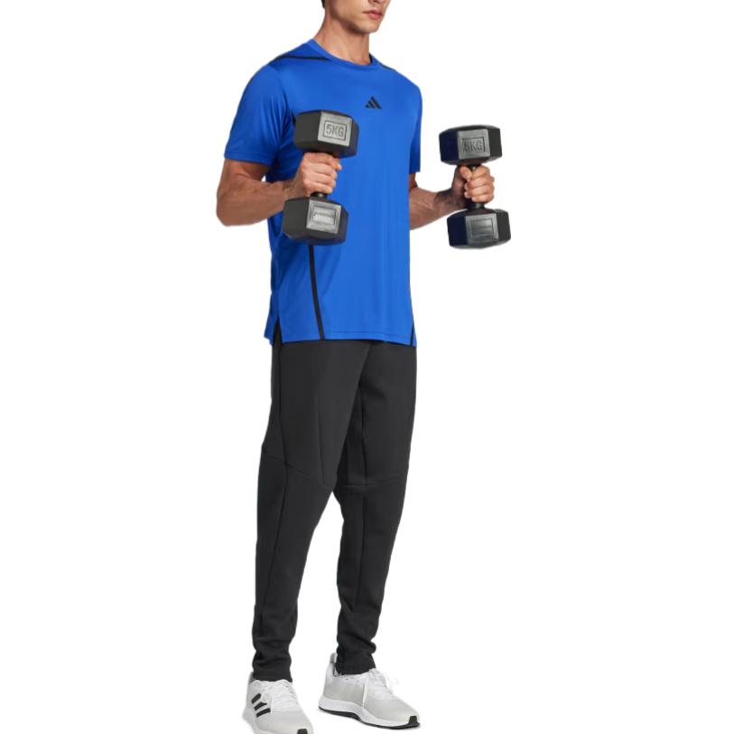 Adidas D4T PS Tee Comfortable Versatile Simple Fashion Solid Color Short Sleeve T-Shirt Men Tops Blue JJ1354
