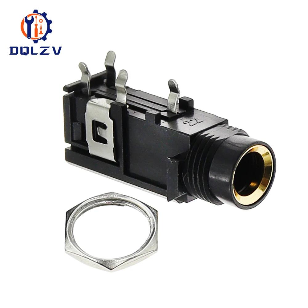 3Pin Audio Jack Speaker Connector 6.35 Mono Female Socket PCB Panel Mount Microphone Chassis Audio Adapter Nut