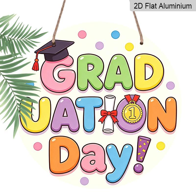 

2D Flat Aluminum Graduation-themed Wall Decorations, Available in Various Sizes and Cartoon Rainbow Colors, Wishing You A Happy Graduation. A Perfect 7.87×7.87inch
