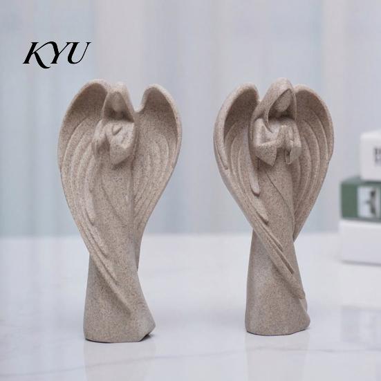 Durable Sandstone Figurine Praying Angel Statue, Abstract Guardian Figurine, Religious Prayer Meaningful Protection Gift Sculpture for Home