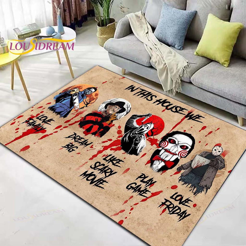 Horror Movie Characters Rugs and Carpets for Home Living Room Bedroom Entrance Large Area Soft Carpet Halloween Decoration Mat
