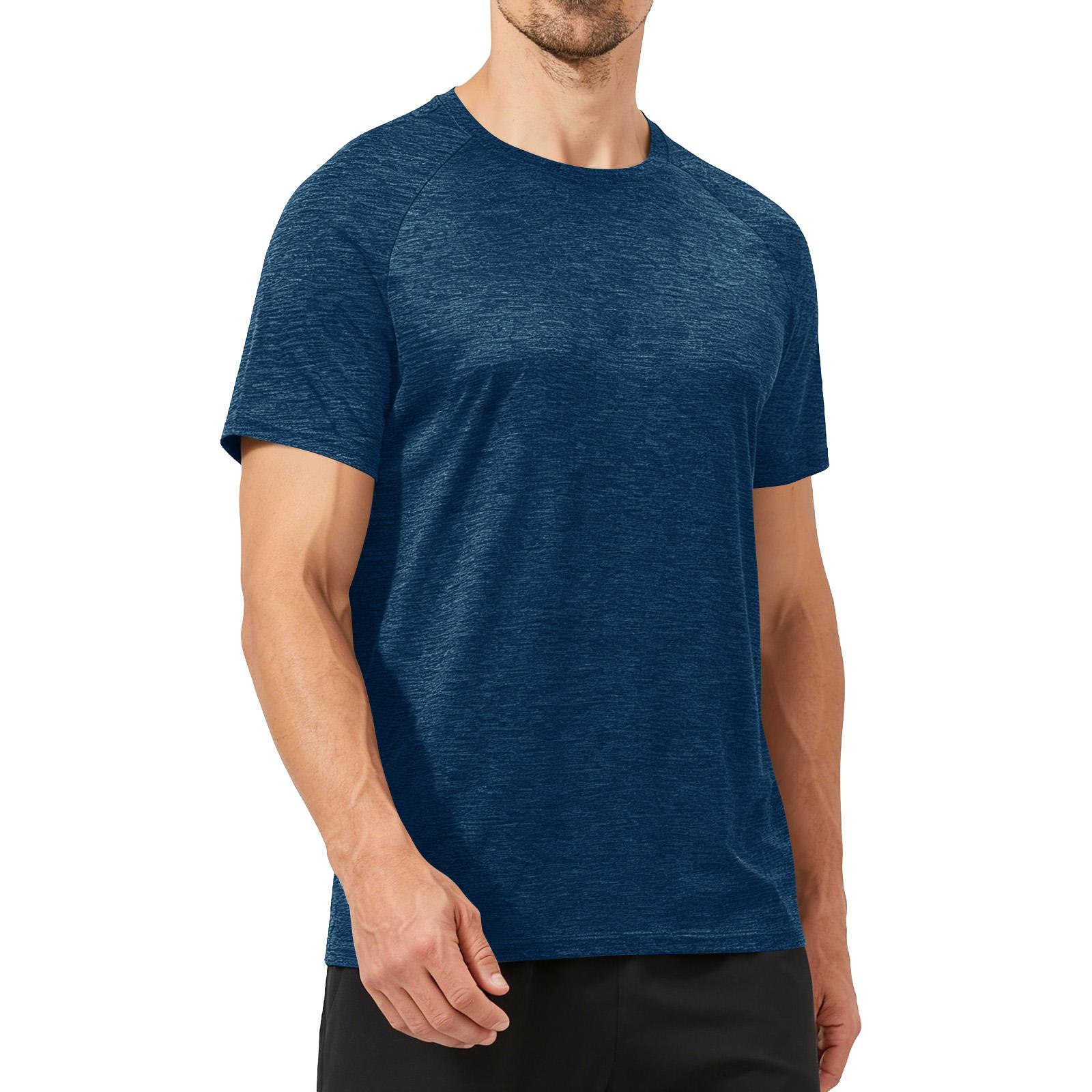 

Men’s Crew Neck Short Sleeve Athletic T Shirt Lightweight Wicking Quick Dry Activewear Top for Summer Gym Workout Training Running L