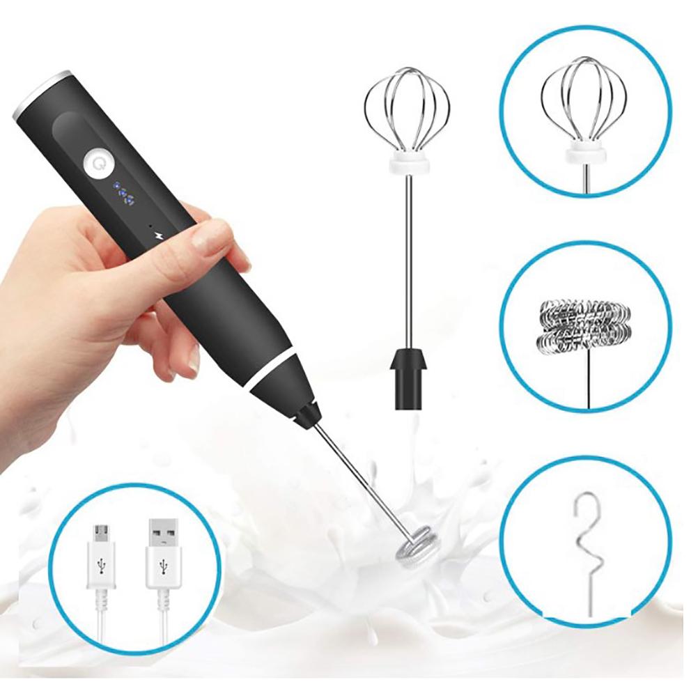 Milk Frother USB Rechargeable Mini Handheld Electric Blender Mixer Whisk Drink Mixer for Cappuccino