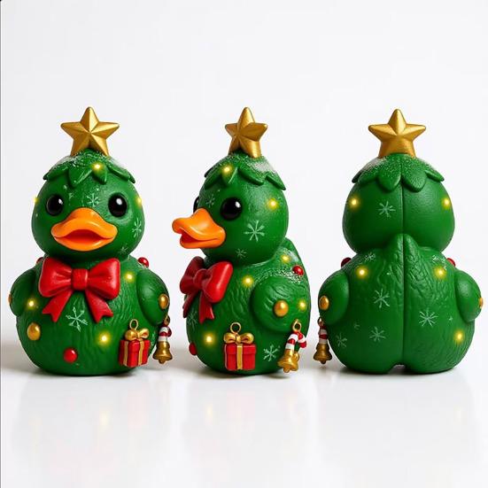 1/3Pcs Duck Ornament Handmade Texture Festive Christmas Decoration with Gift Bowknot Crutch Decor Xmas