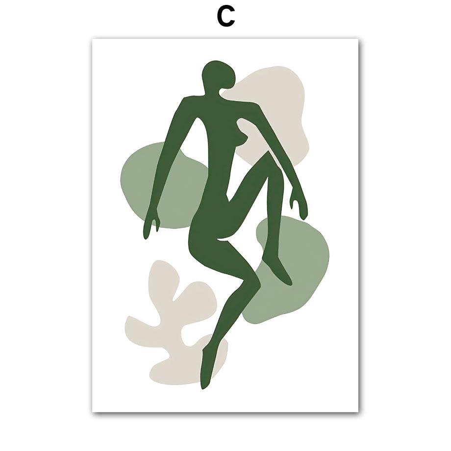 Linii geometrice nordice: Poster de artă abstractă modernă din seria verde pentru sufragerie