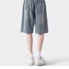 New Summer Starry Sky Pattern Denim Shorts Men's Loose Pants Design High Street Handsome Versatile Five-point Pants
