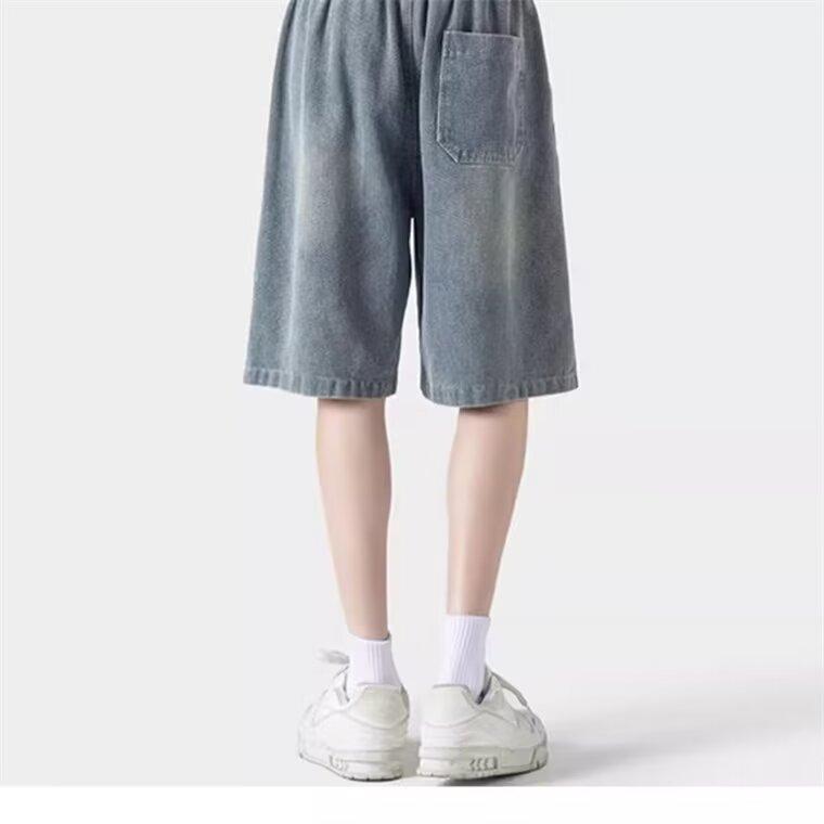 New Summer Starry Sky Pattern Denim Shorts Men's Loose Pants Design High Street Handsome Versatile Five-point Pants