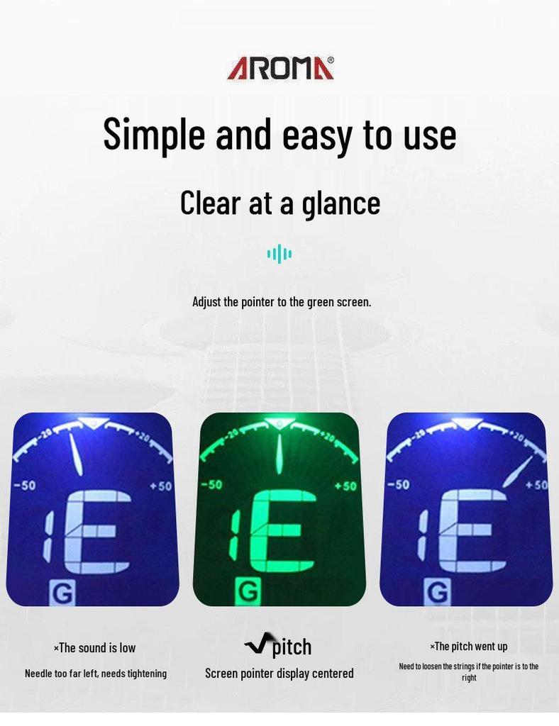 Anoma Chromatisches Stimmgerät für Gitarre, Ukulele, Bass - Musikinstrumentenzubehör