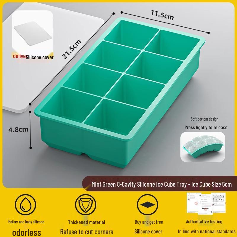 Large Silicone Ice Cube Tray with Lid - Food Grade, BPA Free