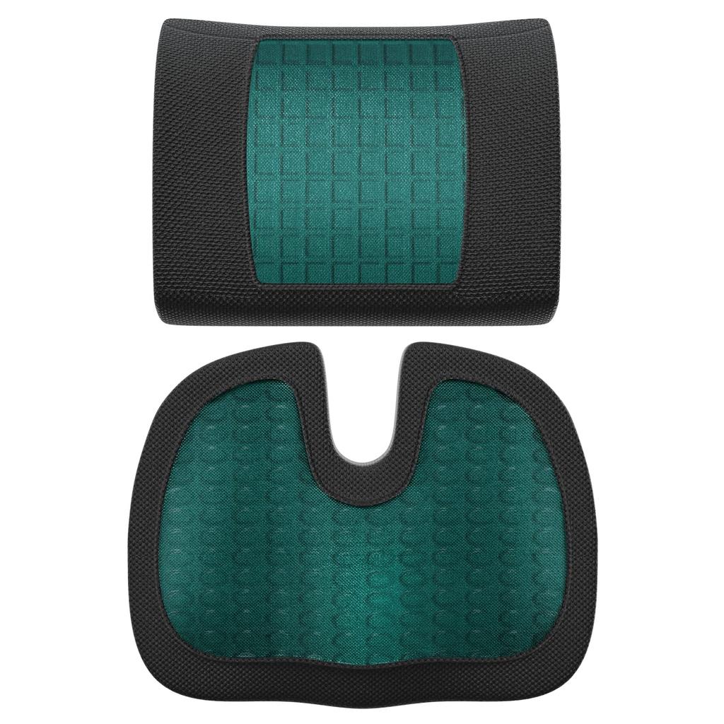 AmazonBasics Seat Cushion Lumbar Support Cool Gel Memory Foam Black 42 cm x cm x 7 cm x 32 cm x 10 cm Set of Rectangular & 37.9 cm/32.9 2,