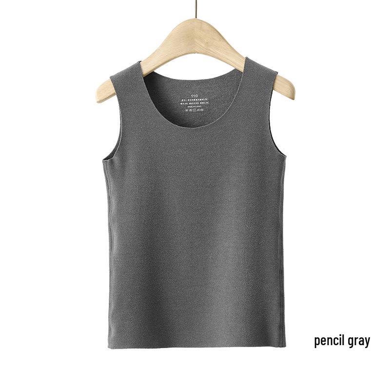 New Children's Fleece-Lined Vest: A-Class Warmth, Round Neck, Brushed Inner Layer for Autumn/Winter.