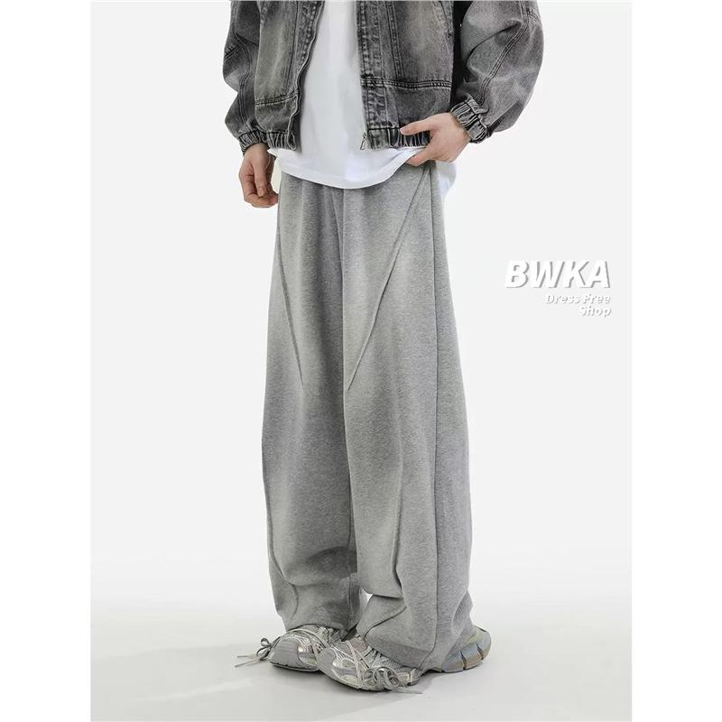 

BWKA Unisex Washed Grey Wide-Leg Sweatpants - Autumn 2024 Collection XL світло-сірого кольору