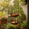 Bowl-shaped Bird Bath Bowl Double Layer Hummingbird Water Drinker Hanging Bird Feeder  Garden