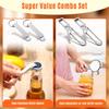 2PCS Adjustable Stainless Steel Jar Opener & 2PCS Keychain Bottle Cap Opener, Jar Openers for Seniors, Arthritis, Men, Kids, Weak Hands, Gripper