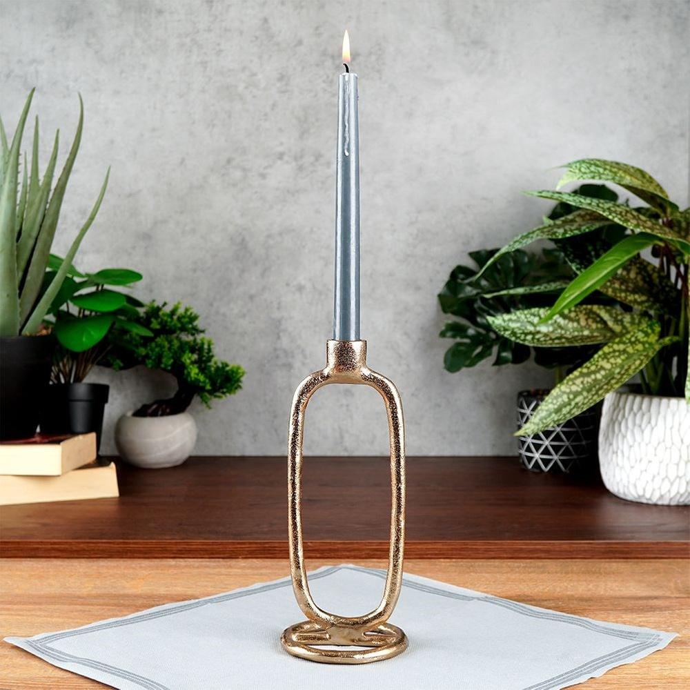 Gold Metal Candlestick Stand for a Long Candle Decorative Table 24 cm