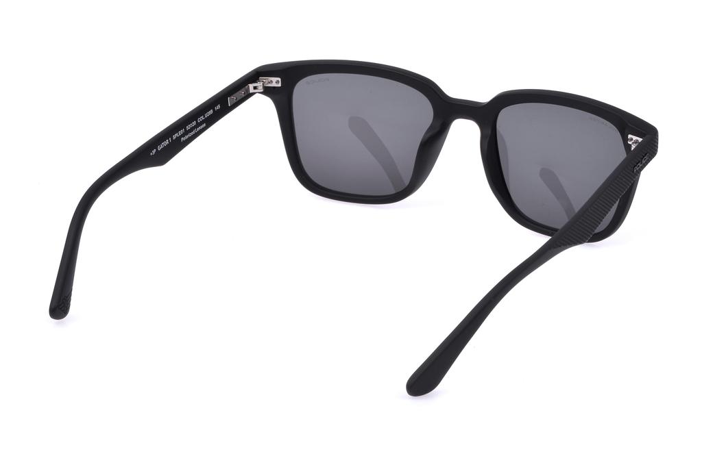 POLICE SPLE01 U28B 52 Polarized Sunglasses for Men: UV Protection, Lightweight, Wellington Style, Matte Black Frame, Polarized Smoke Mirror Blue