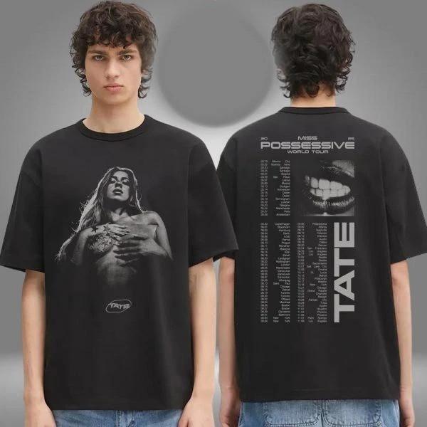 New Tate McRae Merch Event Miss Possessive World Tour 2025 2Sided Unisex T-Shirt S
