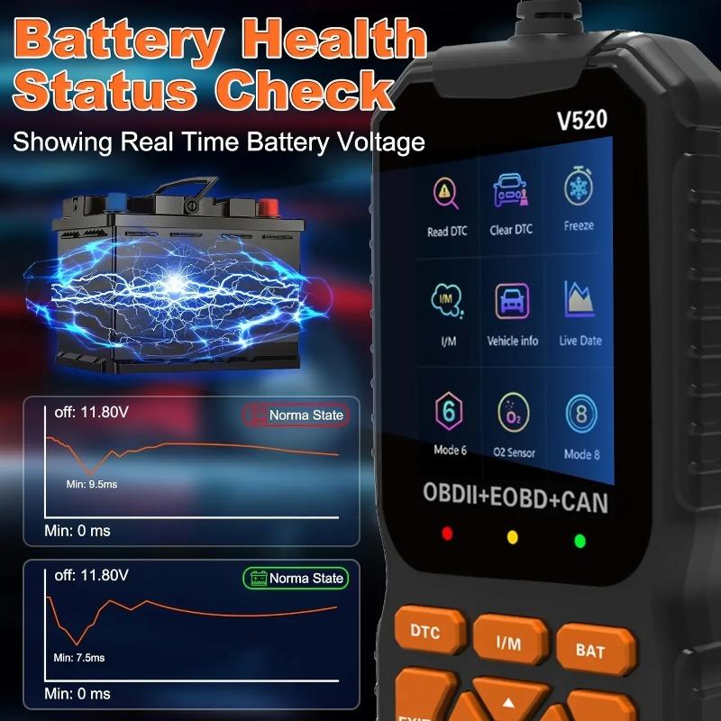 Multilingual automotive OBD2 scanner code reader, professional V520 diagnostic tool, real-time data OBD2 fault detector