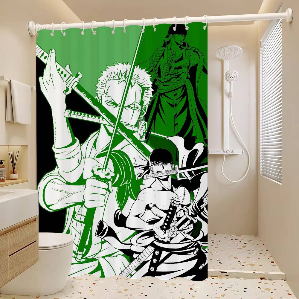 RORONOA ZORO ONE PIECE Anime Modern Simple Shower Curtain Bathroom Decorative Polyster Shower Curtain With Hook