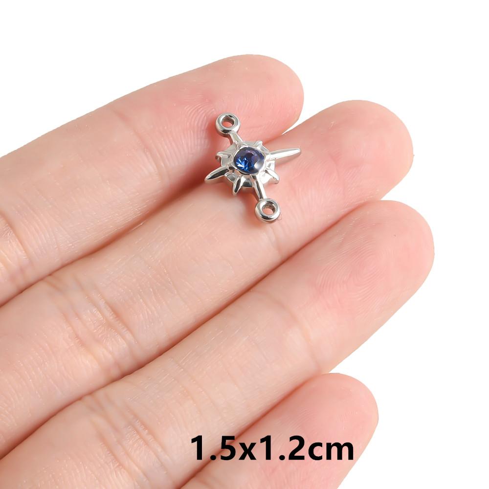 

6pcs Shiny Rhinestone Pendant Sun Moon Cross Star Stainless Steel Charms For Jewelry Making Bulk Flower Charm DIY Bag Keychains