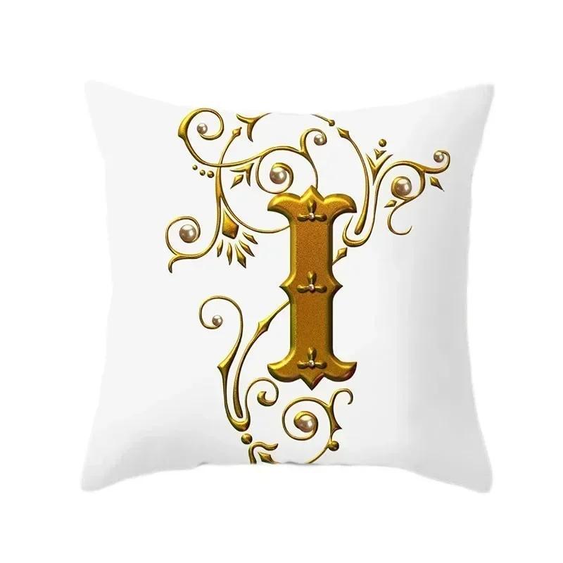 45*45Cm European Gold 26 Letters Pillowcase Digital Printed Peachskin Home Texile Pillowcase Home Decorative Sofa Cushion Cover