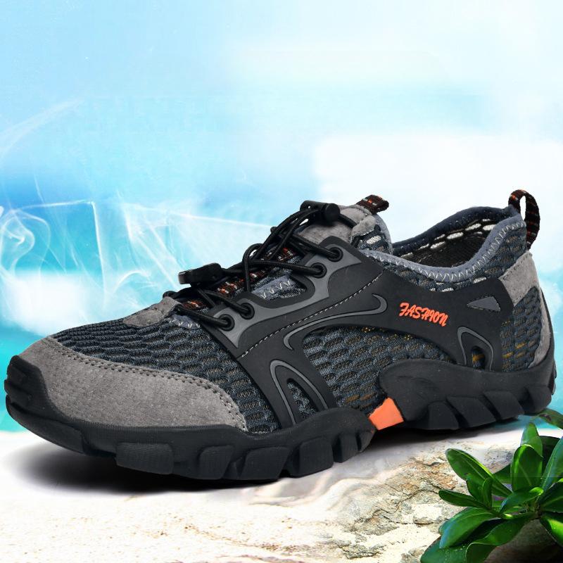 Summer Men's Shoes Breathable New Mesh Surface Shoes Hiking Shoes Men's Outdoor Leisure Leather Sports Mesh Shoes Trendy Shoes