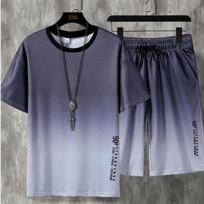 Tuta da uomo estiva Hip Hop Harajuku Set da 2 pezzi Tuta da jogging morbida e traspirante da uomo T-shirt e pantaloncini a maniche corte