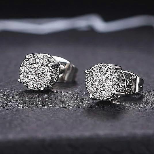5A+ Full-Diamond Hip-Hop Zircon Stud Earrings for Men & Women, Hypoallergenic, Ideal for Everyday Wear – Perfect Christmas Gift