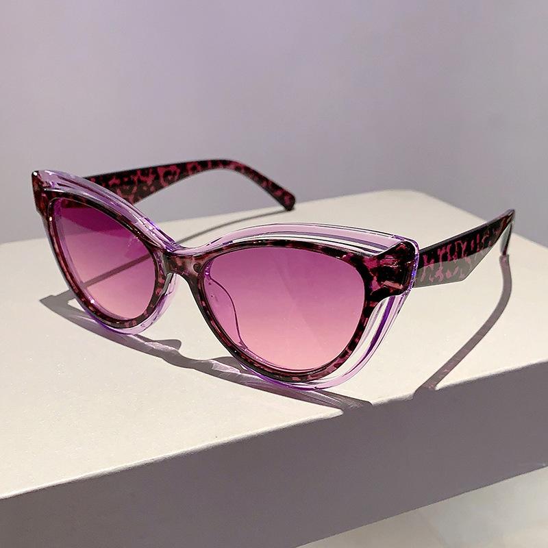 Sexy Ladies Cat Eye Vintage Sunglasses Women For Female Luxury Brand Designer Sun Glasses Punk Popular Hollow Double Color Shade