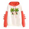 Women's Printed Contrasting Dinosaur Loose Casual Hoodie