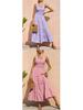 Spring European & American Women's Camisole Dress: Pleated Patchwork A-line with Wide Hem