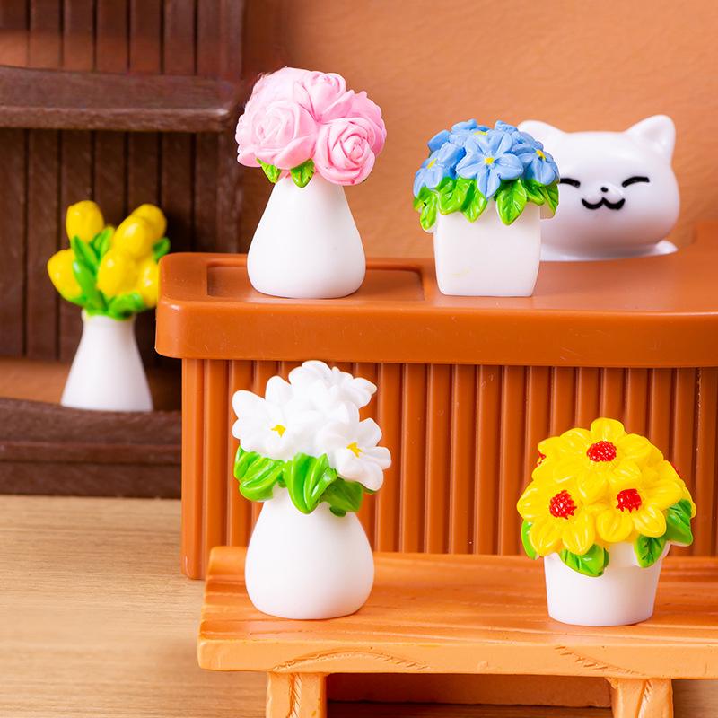Micro Landscape Decoration Simulation Flower Fake Flower Succulent Plant Pot Resin Crafts Doll House Desktop Mini Decoration