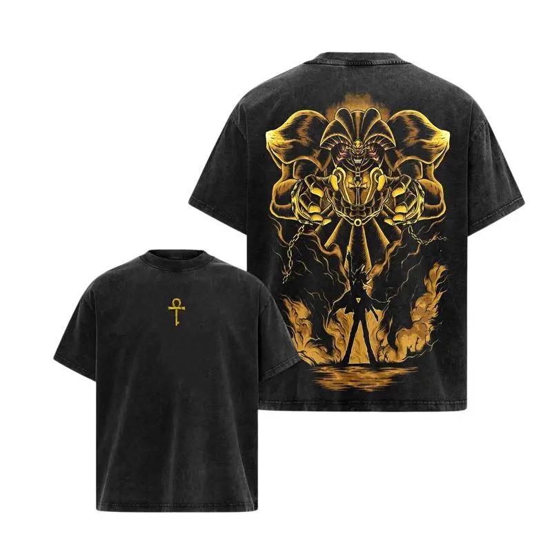 

ATEM Exodia Print T-shirt Yu-Gi-Oh! Anime Clothing Men Short Sleeve Cotton Tshirts Vintage Washed Tee Harajuku Oversized T Shirt XXL чёрный