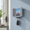 Key Holder with Hidden Storage Shelf, Mediterranean-Style Window Frame Photo Display Stand, Functional Entryway Organizer with Blinds Decor