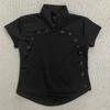 Y2K summer high neck hollowed out single breasted button slim fit solid color casual top