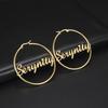 Lucktune Custom Name Hoop Earring Stainless Steel Personalized Letter Nameplate Earrings for Women Jewelry Valentine's Day Gifts