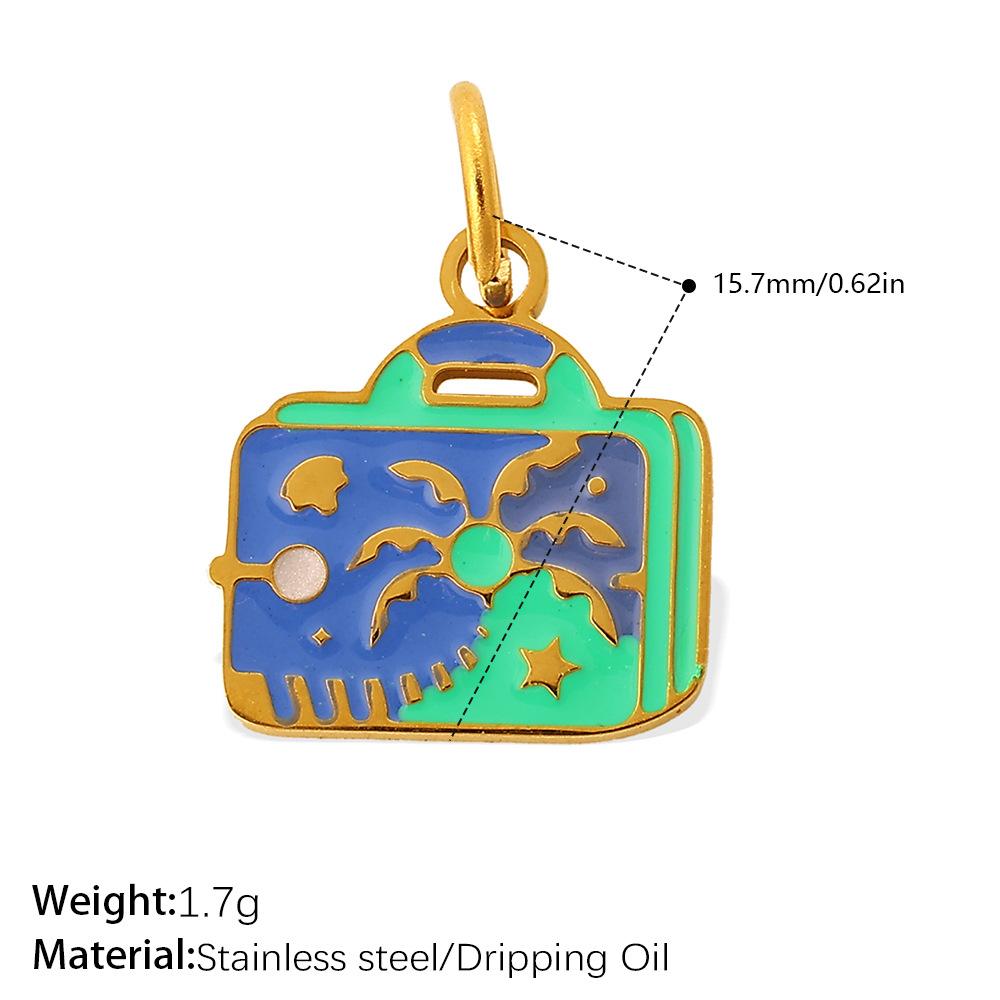 European and American Versatile Creative Color Bag Pendant, Stainless Steel Dripping Oil DIY Bracelet Necklace Accessories