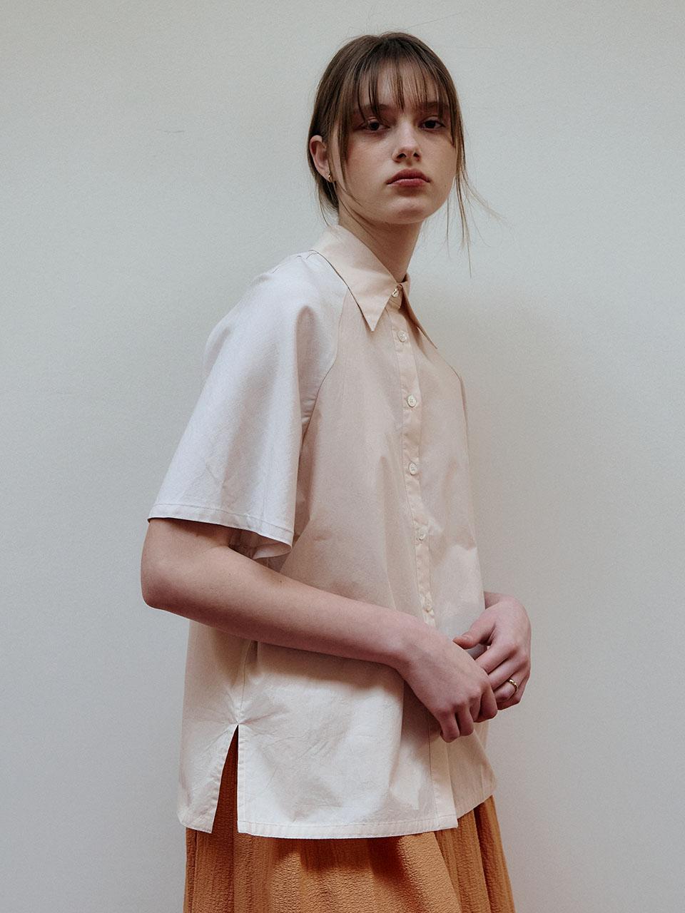 Ed Mang Raglan Linen Short Sleeve Shirt - Light Pink F