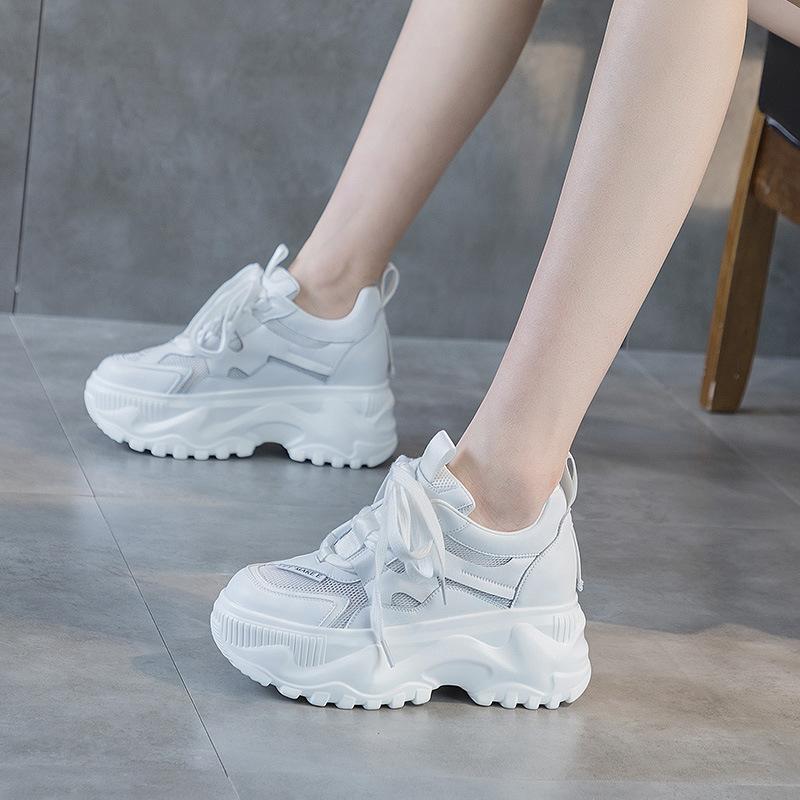 Mesh Breathable Dad Shoes Women's 2025 Spring and Summer Ins Tide 8cm Height Increase Small Muffin Casual Sports Shoes