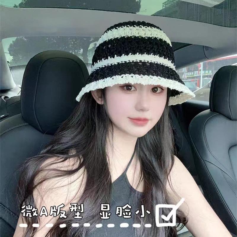 Sun Hat Children Summer Straw Milk Silk Hollow Breathable Basin Hat Plain Makeup Versatile Full Face Bucket Hat